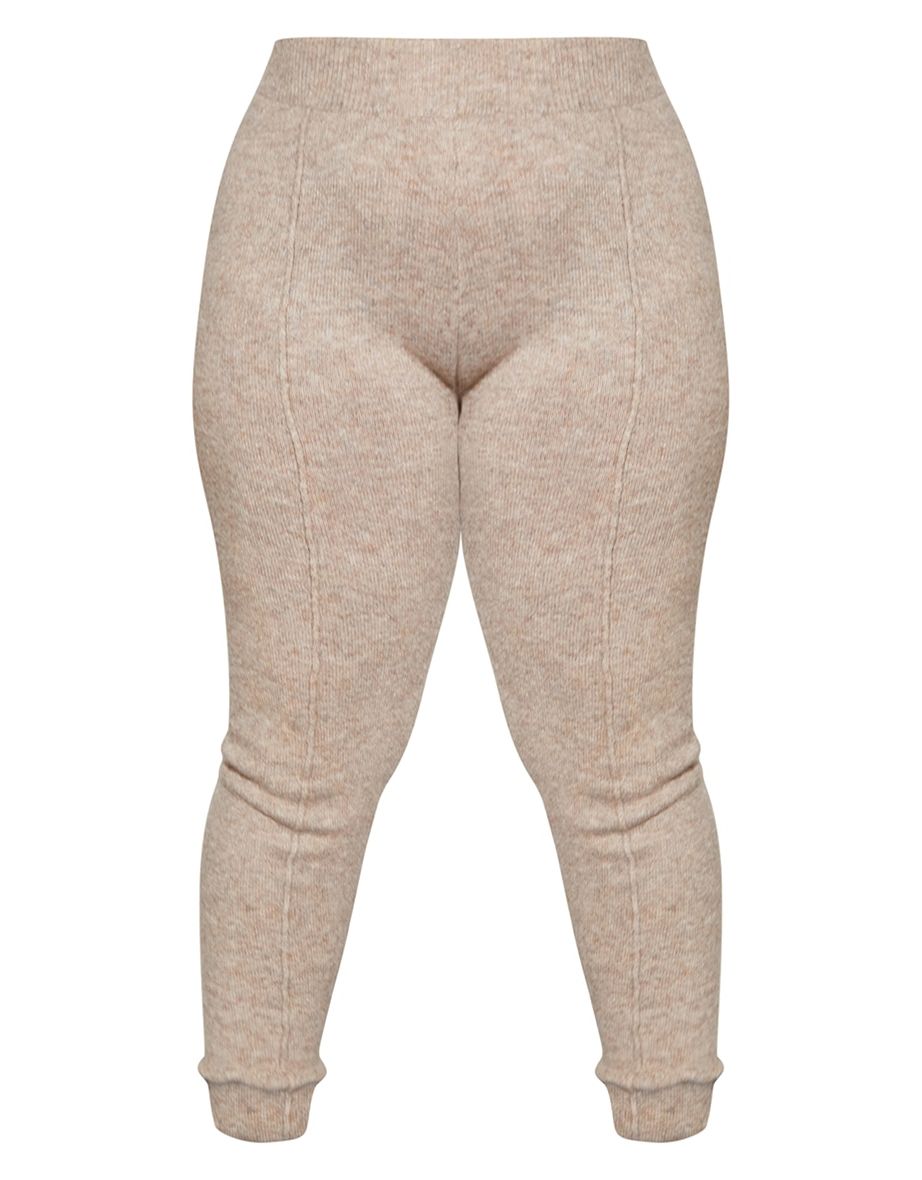 RENEW Plus Oatmeal Knitted High Waisted Leggings - 4