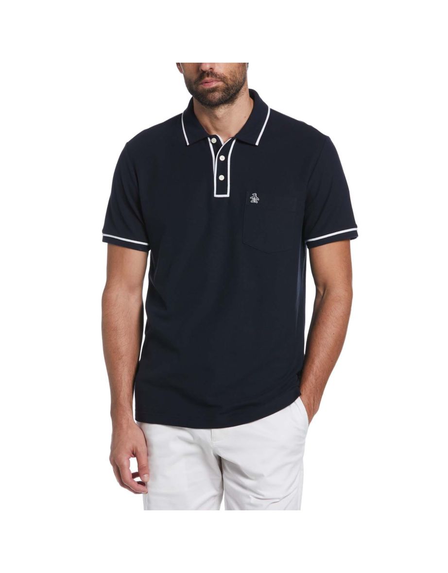 Men's Original Penguin Earl Organic Cotton Pique Polo Shirt in Blue