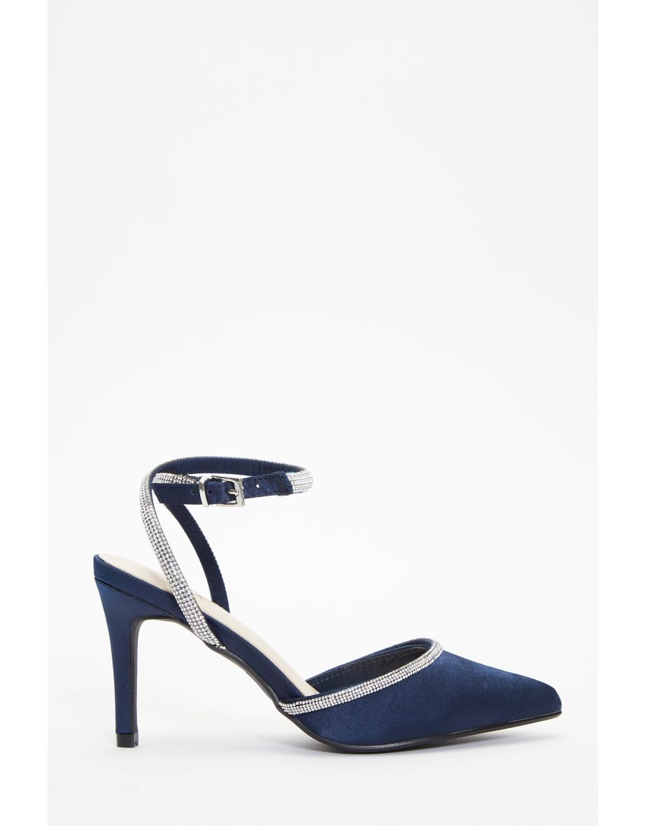 Quiz navy sales diamante sandals