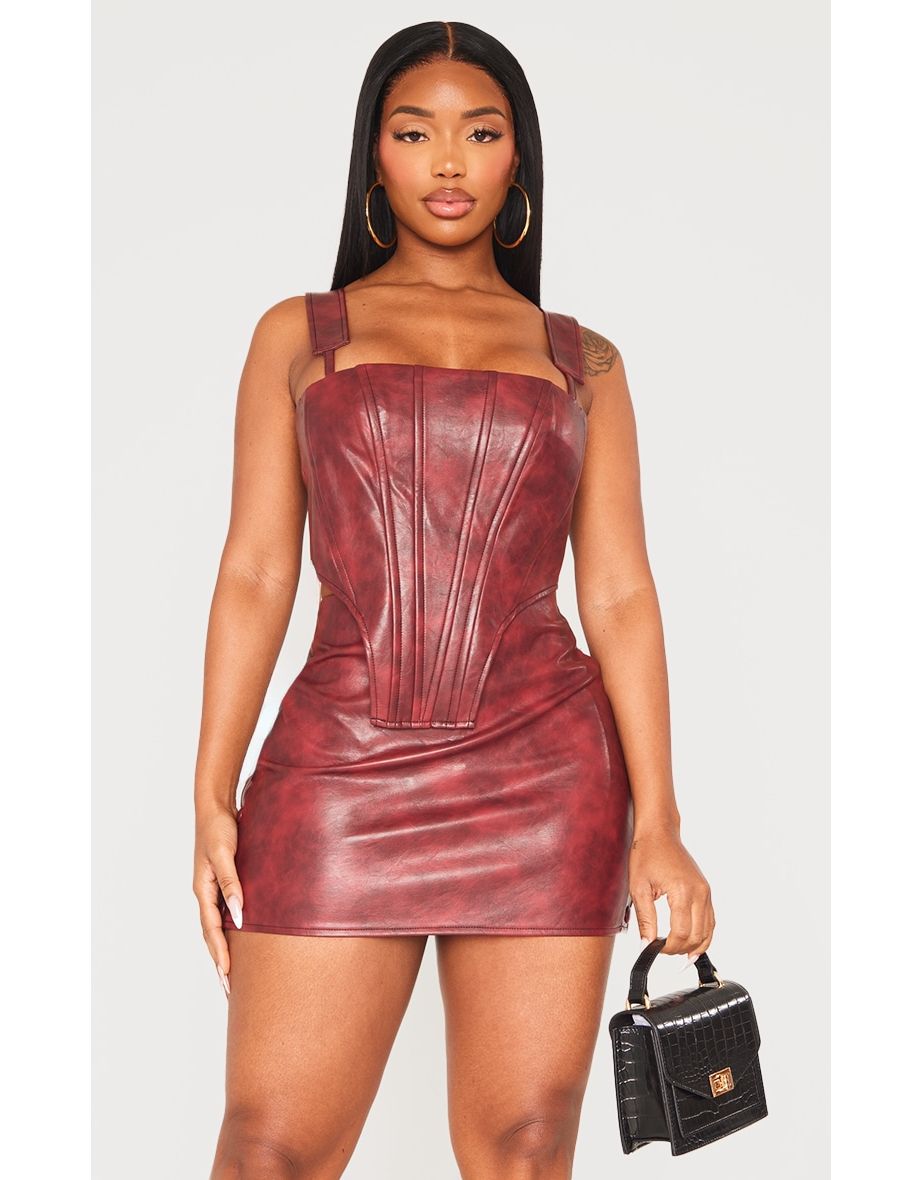 Shape Cherry Red Faux Leather Corset