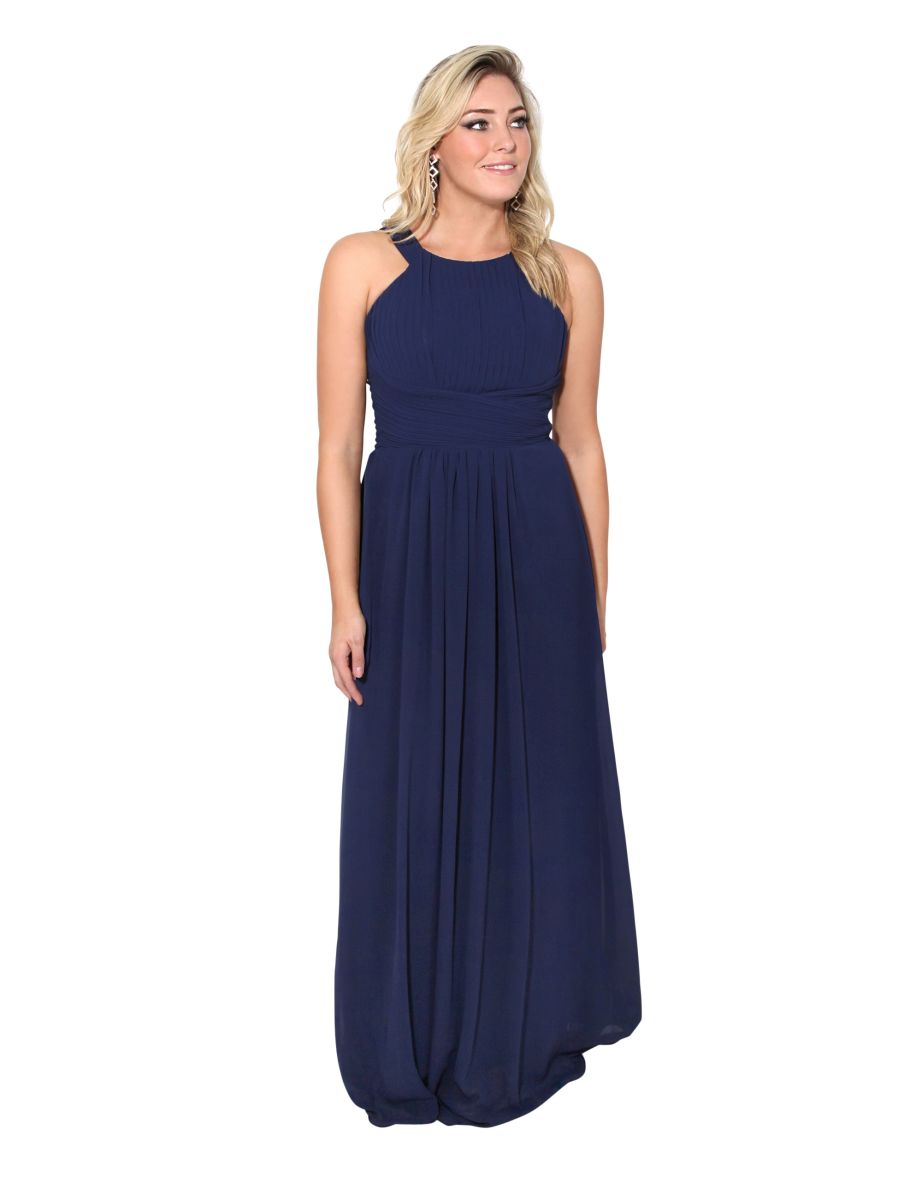 Shop Pleated Front Chiffon Maxi Dress Online in Bahrain VogaCloset