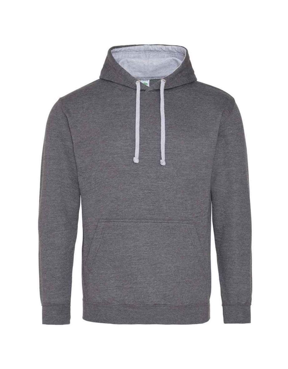 Awdis Womens/Ladies Varsity Hoodie - Charcoal/Heather Grey