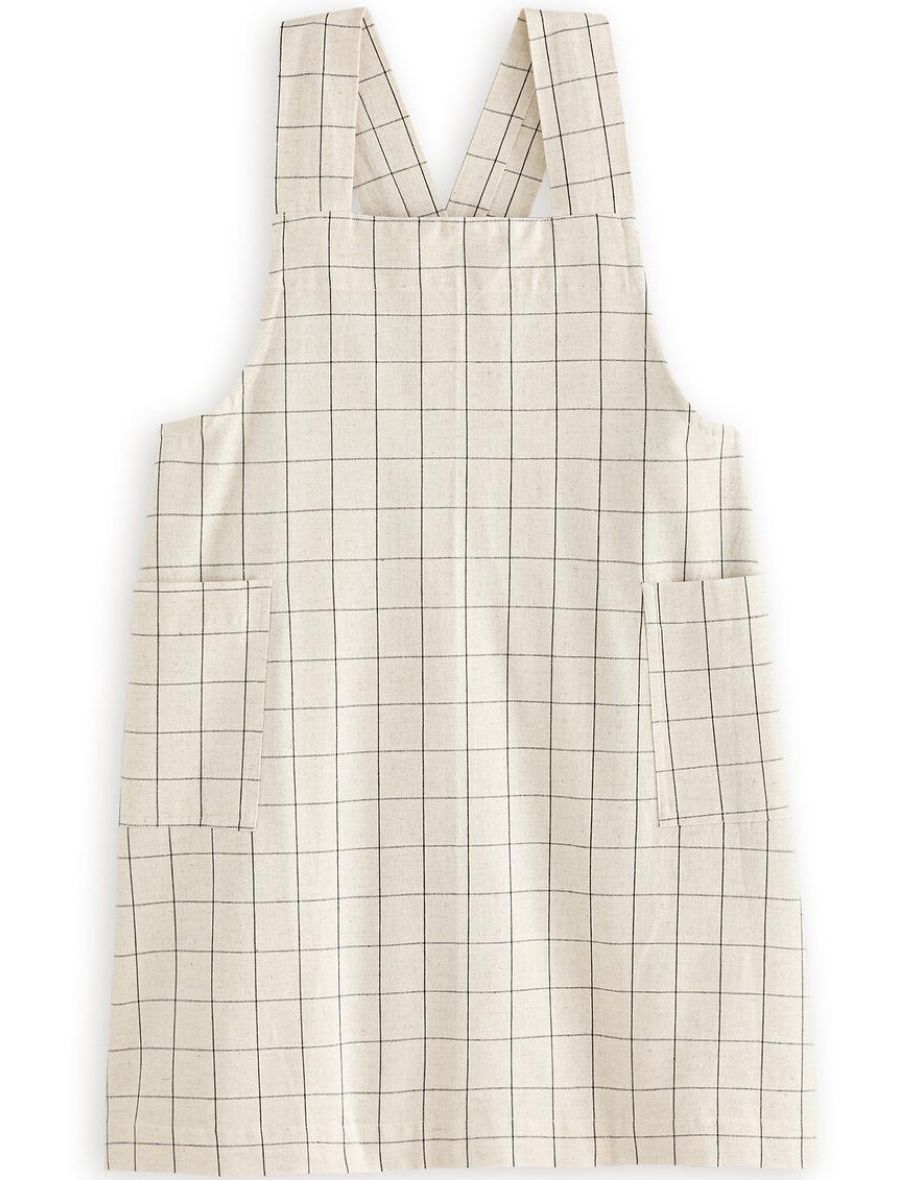 Tissala Checked Cotton and Linen Japanese Apron