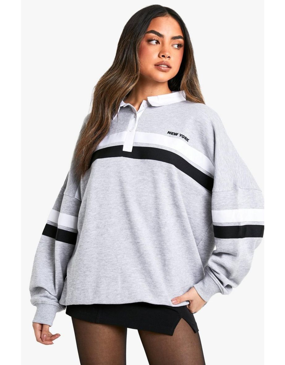 New York Double Stripe Collared Rugby Shirt