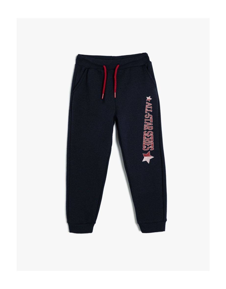 Jogger Sweatpants with Print Detail, Tie Waist and Pocket