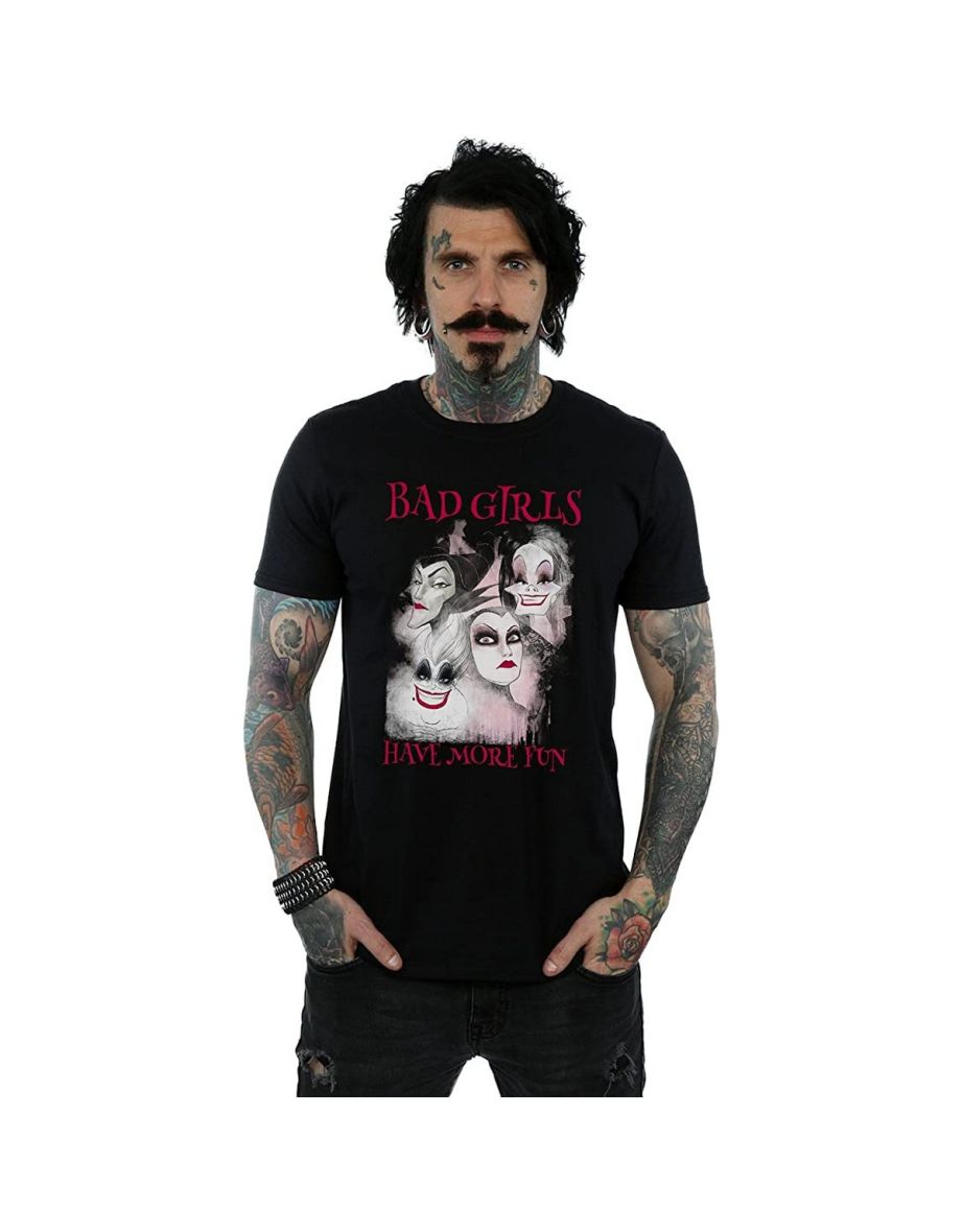 Disney Mens Bad Girls Have More Fun Cotton T-Shirt - Black - 1