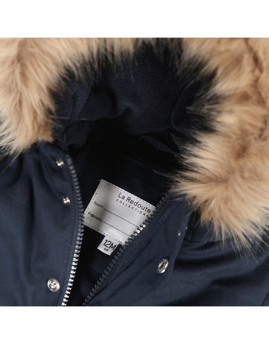 Hooded Padded Jacket with Faux Fur Trim - 5