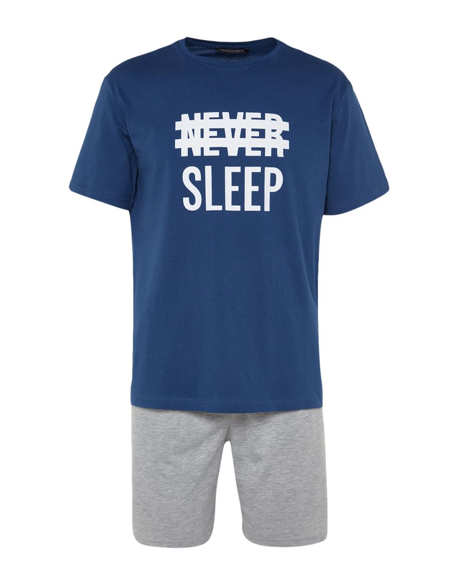 Pajama Set - Blue - With Slogan