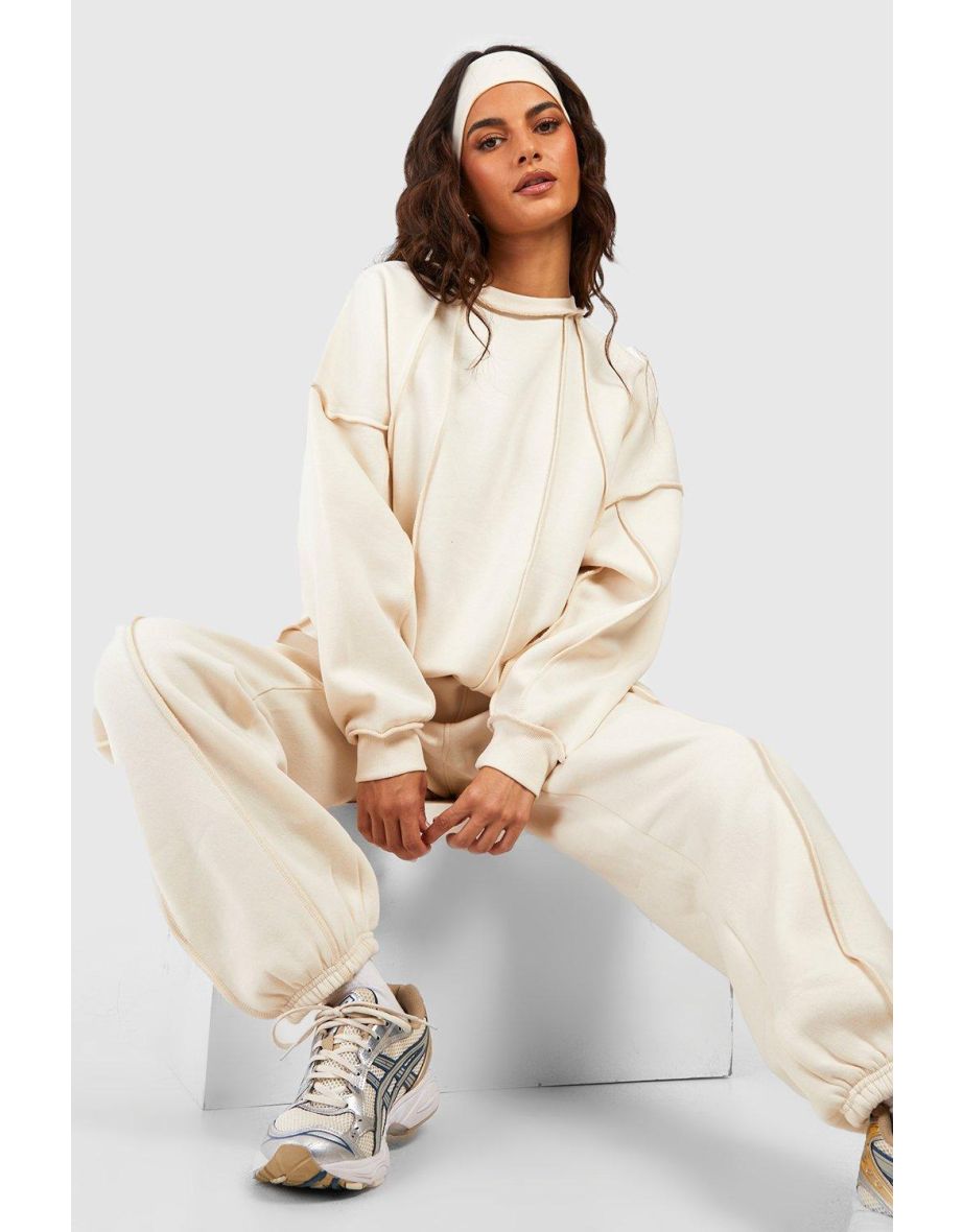 Exposed Seam Detail Oversized Sweatshirt - ecru