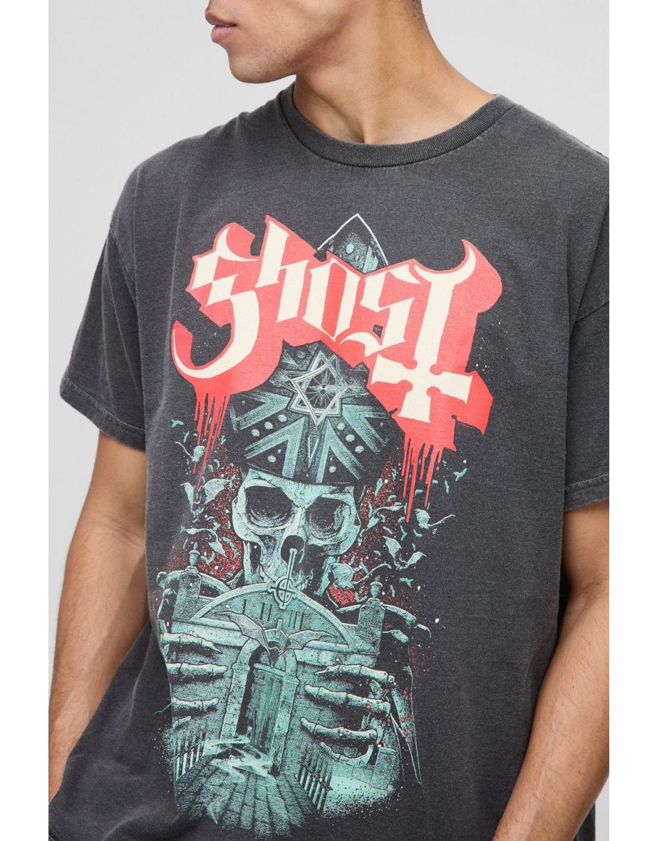 Oversized Ghost Band Washed License T-Shirt - 2