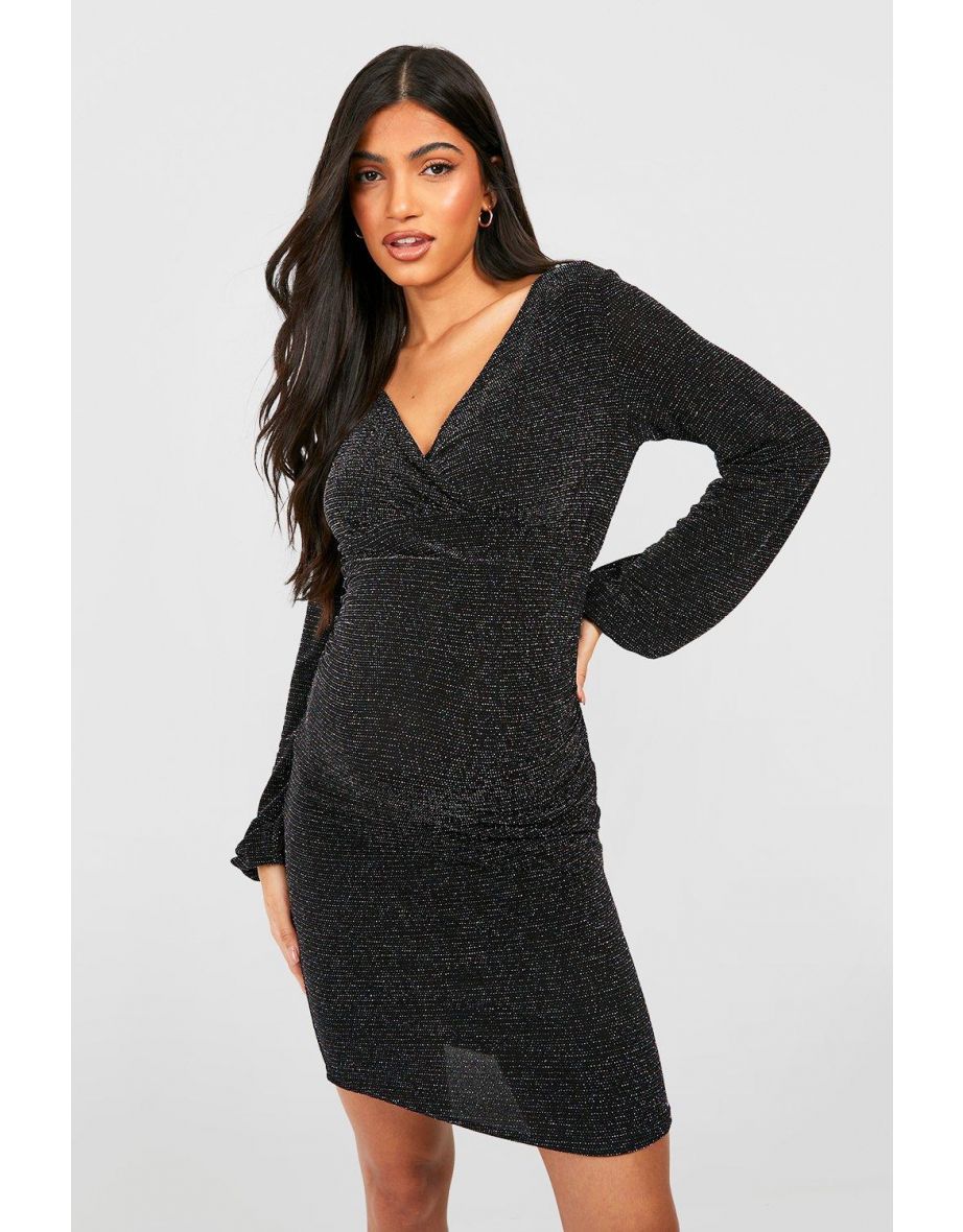 Maternity Glitter Wrap Mini Dress - multi