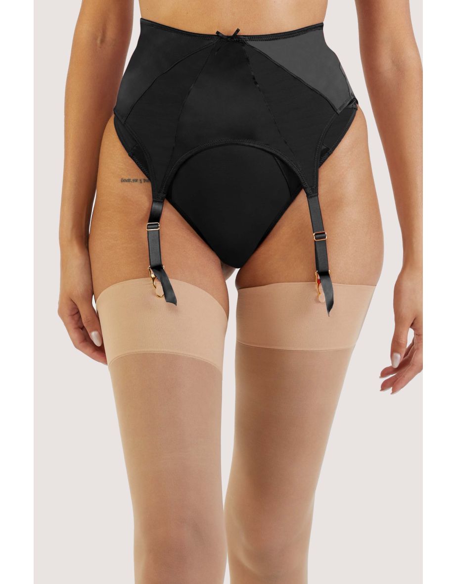 Etta Black Mesh And Satin Suspender Belt