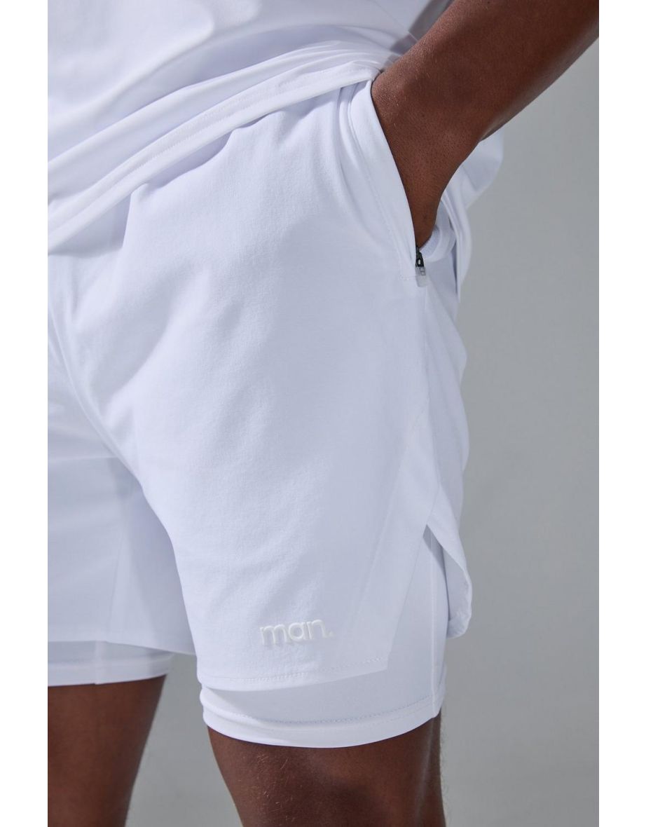 Man Sport Side Split 5inch 2-in-1 Short - white - 2