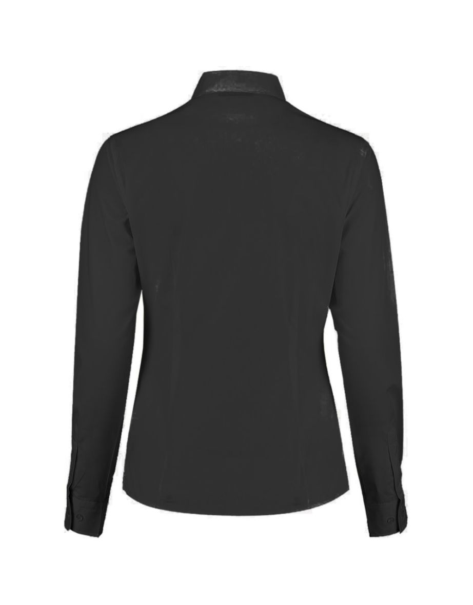 Kustom Kit Womens/Ladies Mandarin Collar Fitted Long Sleeve Shirt - Black - 1