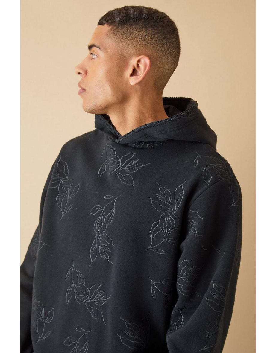 Regular Fit Embroidered Hoodie - black
