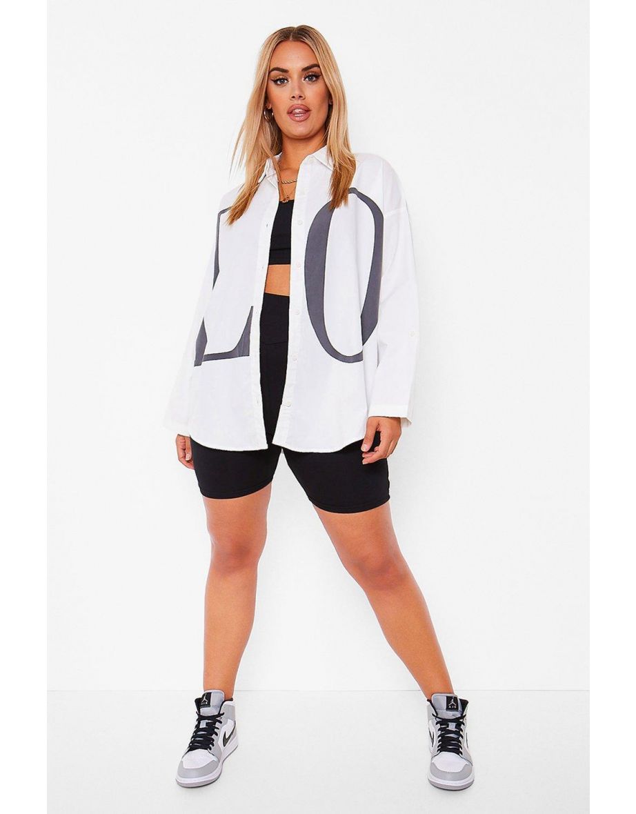 Plus Oversized Love Slogan Shirt - white