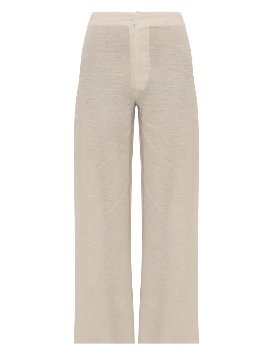 White Linen Look High Waisted Tailored Trouser - 4