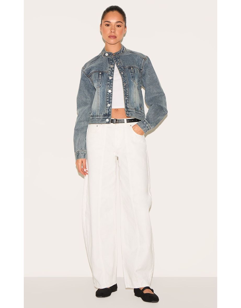 Vintage Blue Racer Collar Denim Jacket