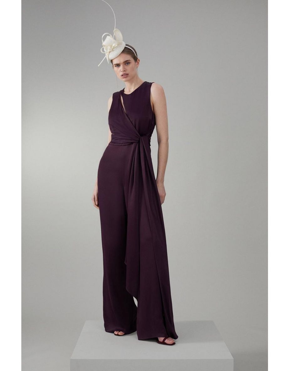 Shop Soft Tie Knotted Wide Leg Jumpsuit Online in Oman VogaCloset