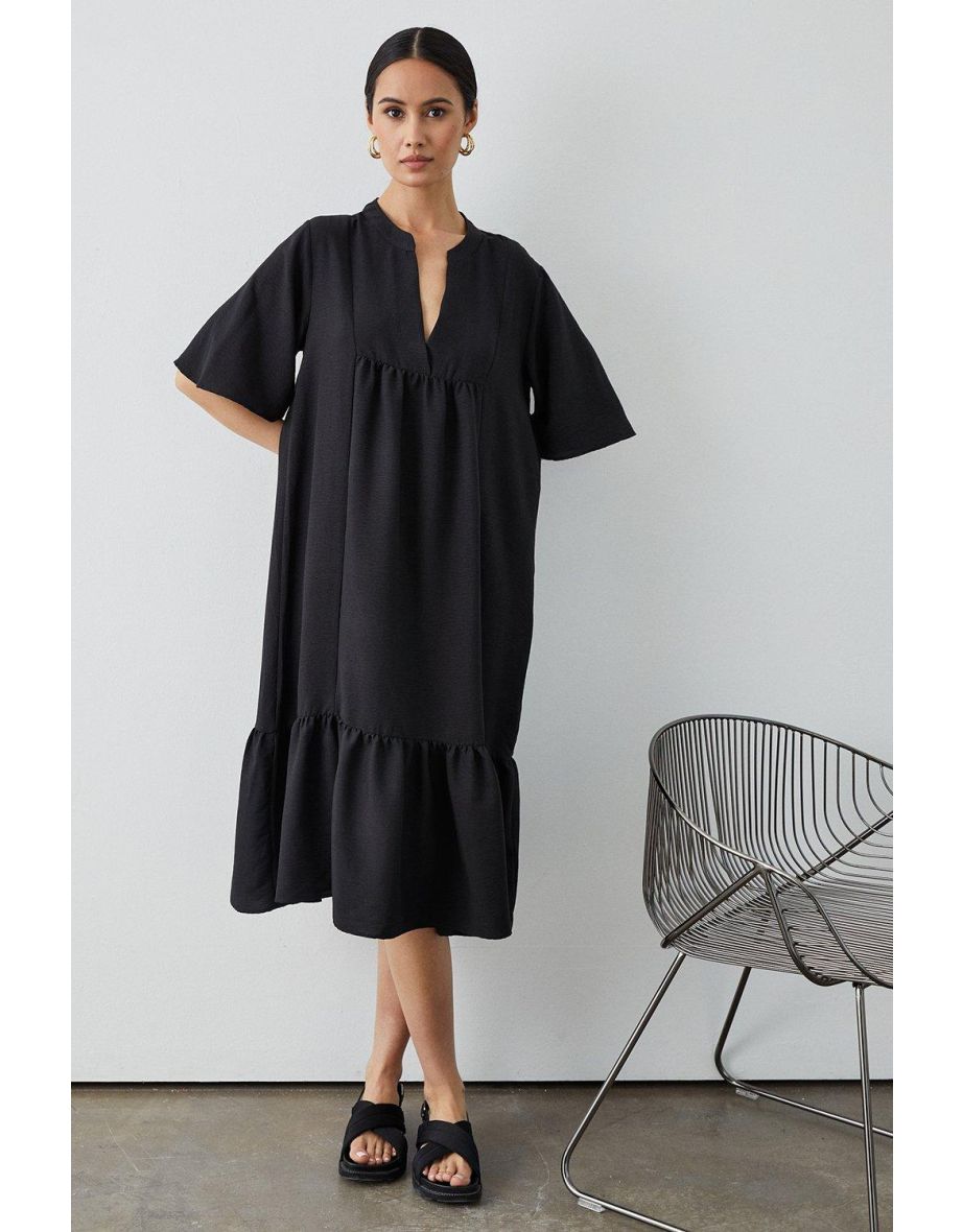 Black smock hotsell midi dress