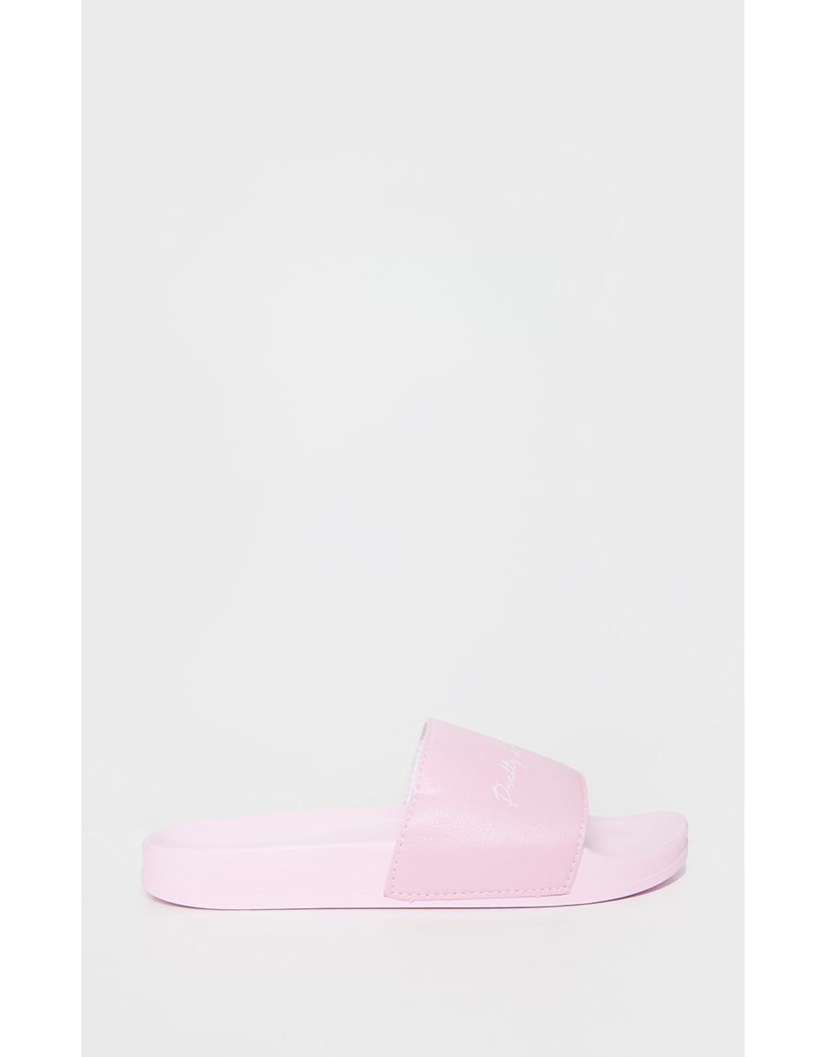 PRETTYLITTLETHING Baby Pink Slogan Slider - 2