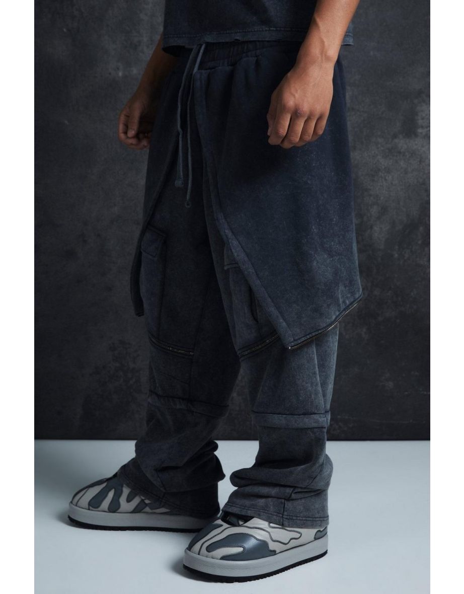 Trippie Redd Oversized Heavy Washed Horn Hooded Jogger - black