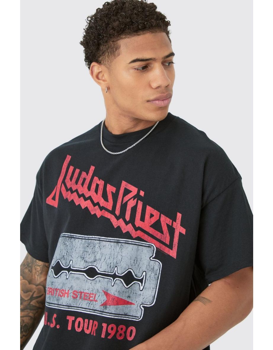 Oversized Judas Priest Band Tour License T-shirt - black