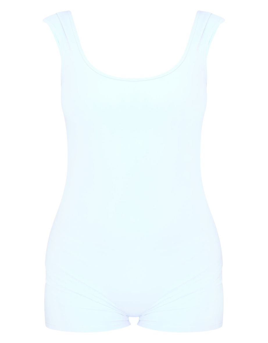 Petite Dusky Blue Contour Sculpt Open Back Unitard - 4