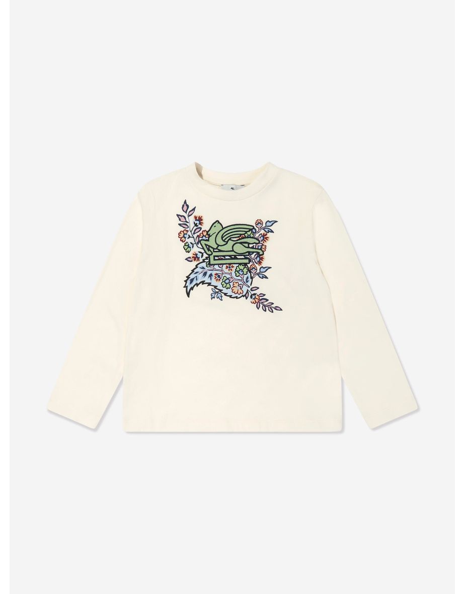 Girls Long Sleeve Pegaso T-Shirt in Ivory