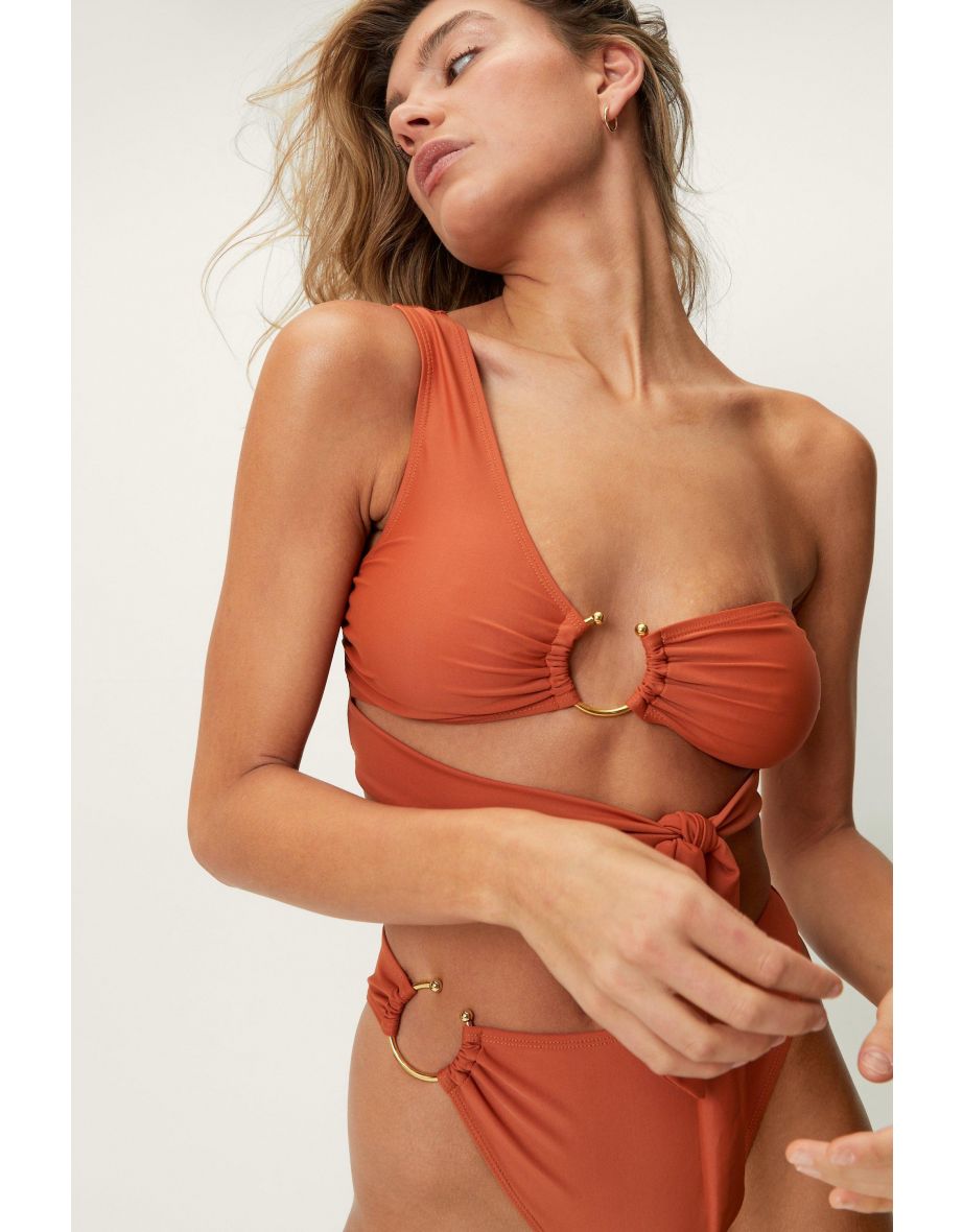 Recycled Ring Detail One Shoulder Bikini Set - 3