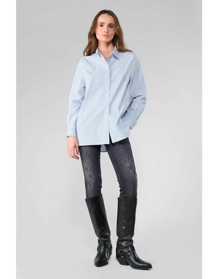 Striped Cotton Shirt with Italian Collar