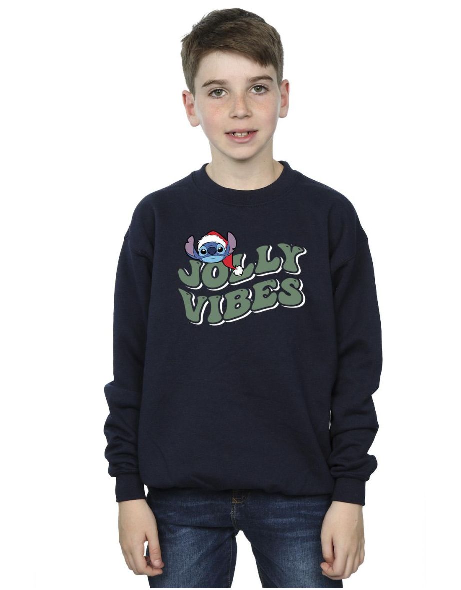 Disney Boys Lilo & Stitch Jolly Chilling Vibes Sweatshirt - Navy Blue