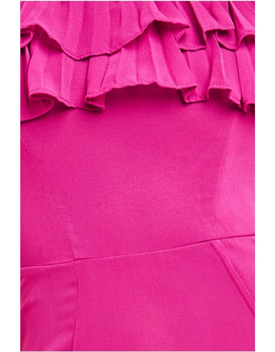 Goddiva Frilled Off The Shoulder Pleated Chiffon Maxi Dress - 3