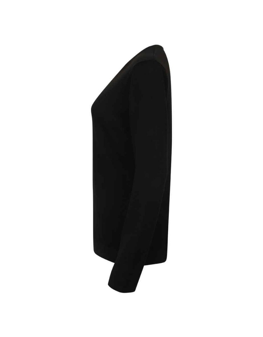 Henbury Womens/Ladies Cotton Acrylic V Neck Sweatshirt - Black - 2