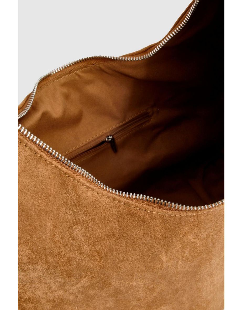 Faux Suede Slouchy Shoulder Bag - 3