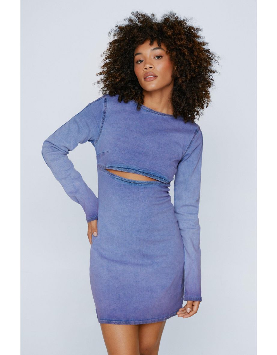 Acid Wash Cut Out Denim Mini Dress