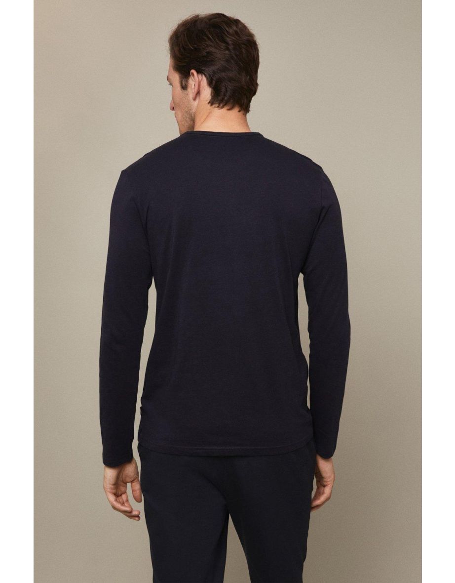 2 Pack Long Sleeve White And Navy Organic T-shirts - 2