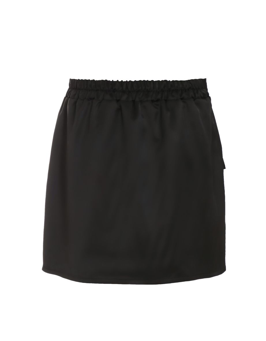 Black Satin Cargo Mini Skirt - 4