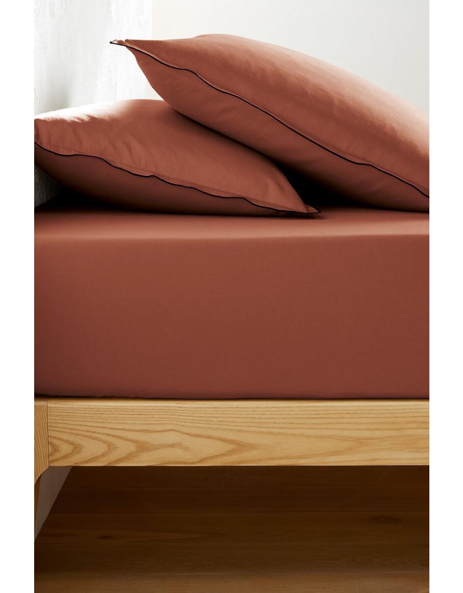 Victor Plain 100% Washed Cotton Satin 300 Thread Count Fitted Sheet