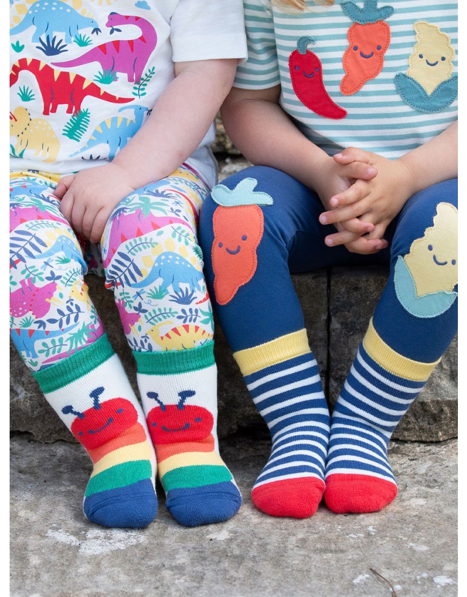 Caterpillar grippy socks red