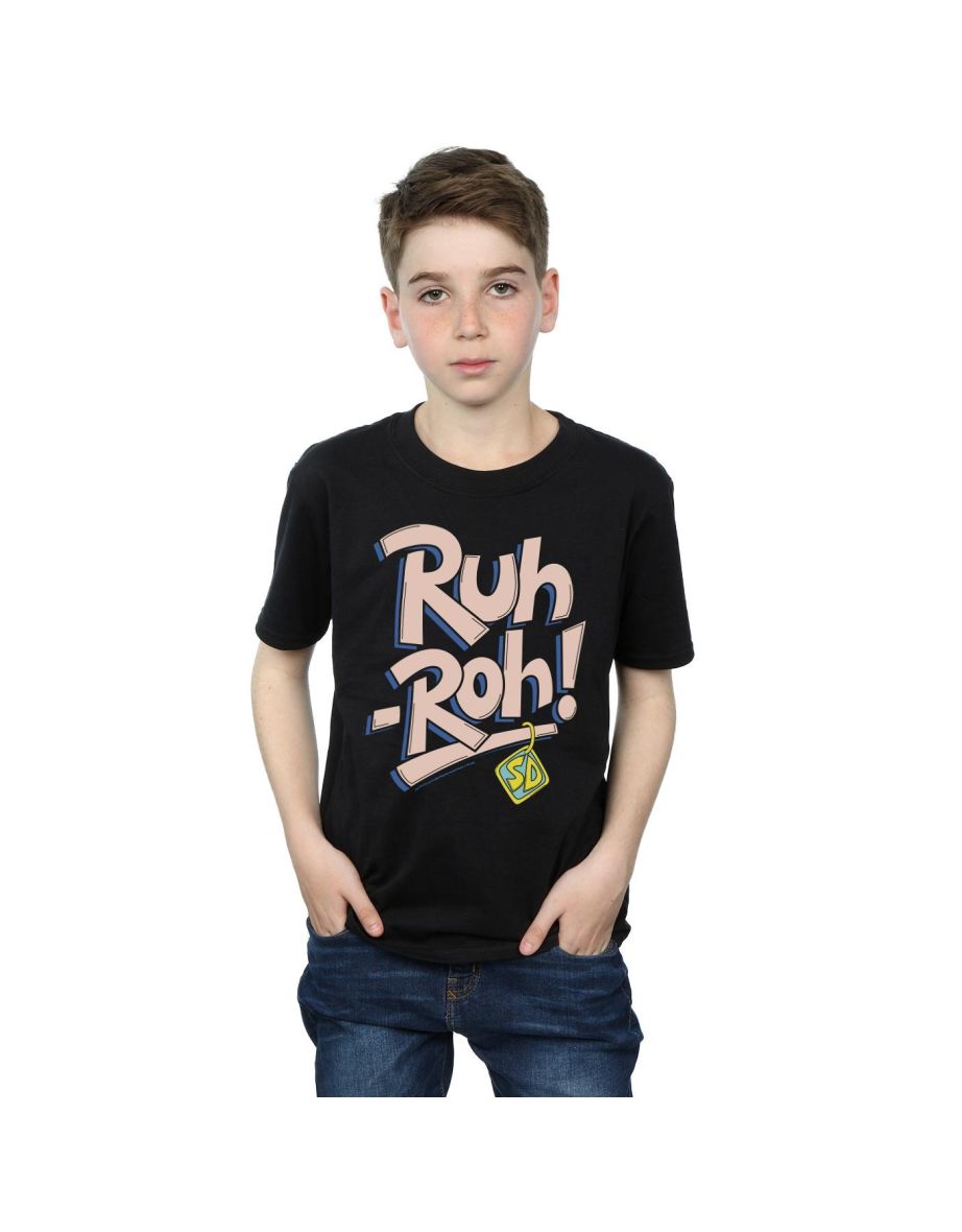Scooby Doo Boys Ruh-Roh Dog Tag T-Shirt - Black