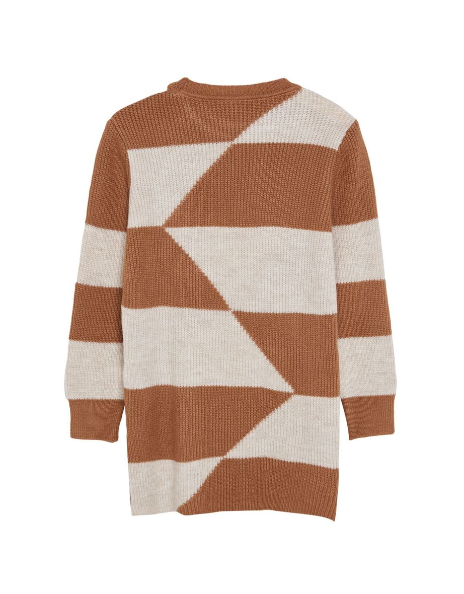 Camel Color Block Selanik Knitted Soft Textured Knitwear Sweater - 6