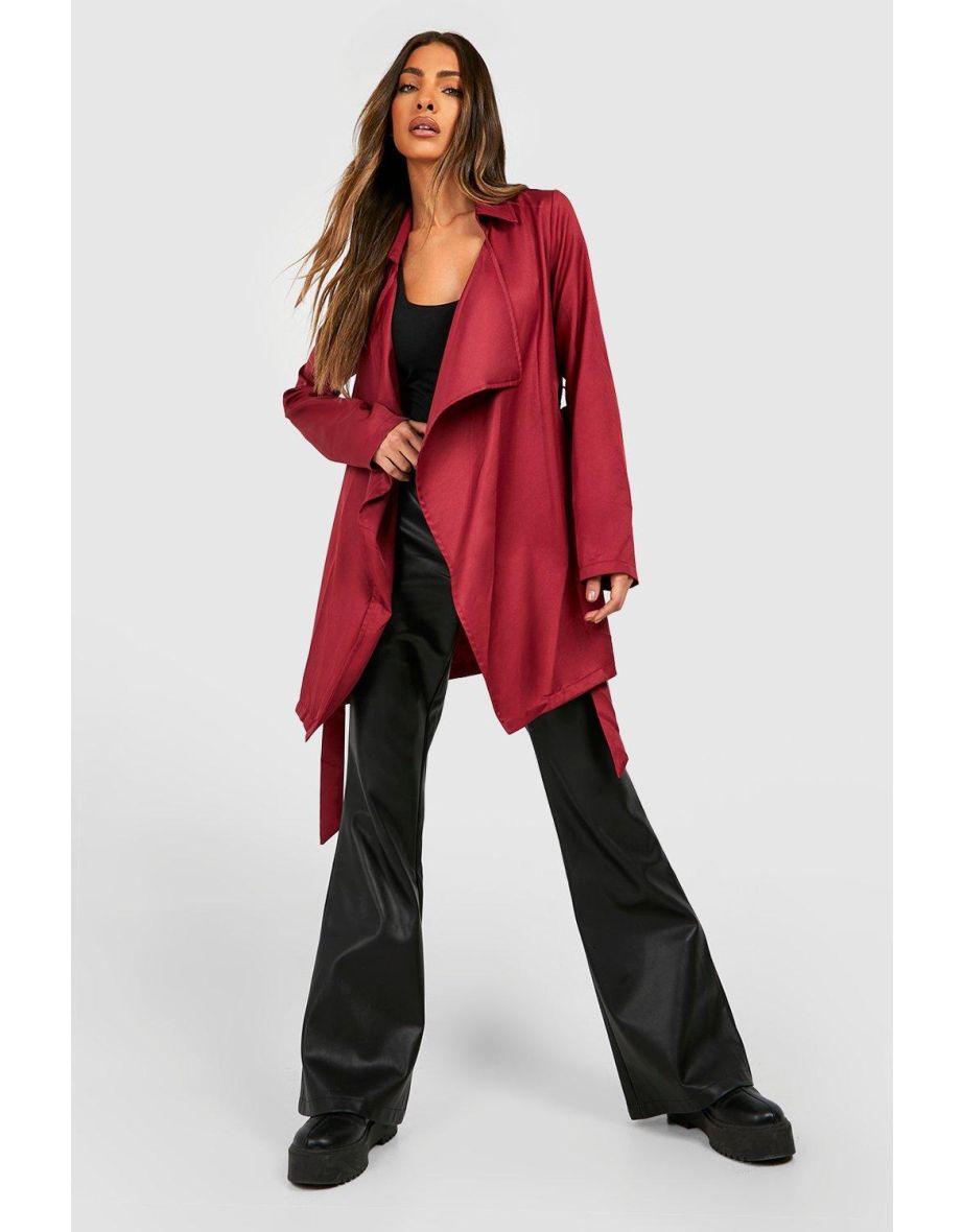 Burgundy waterfall clearance coat