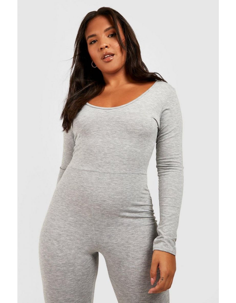 Plus Basic Jersey Fitted Jumpsuit - grey - 3