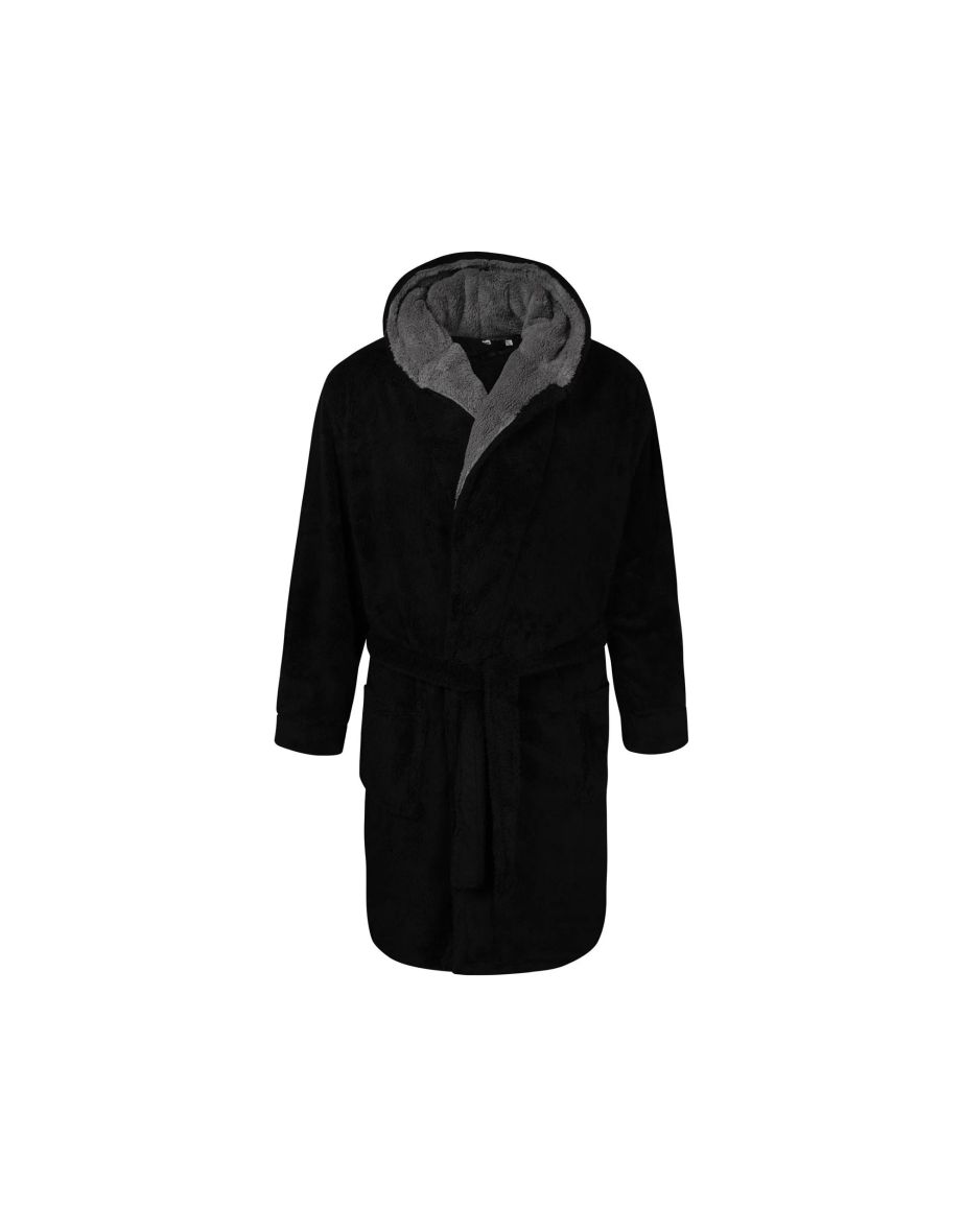 Duke Mens Newquay Hooded Dressing Gown - Black