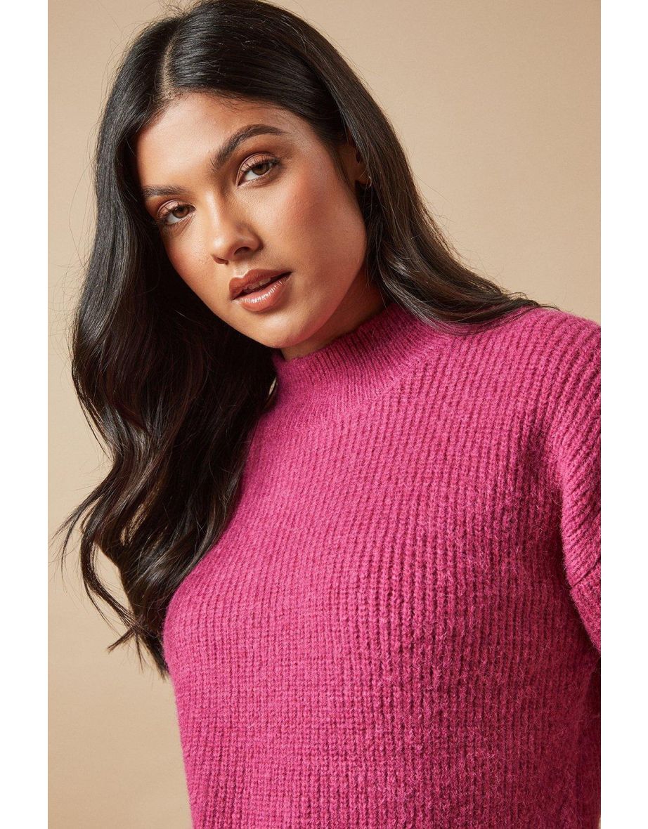 Ribbed High Neck Jumper - 3