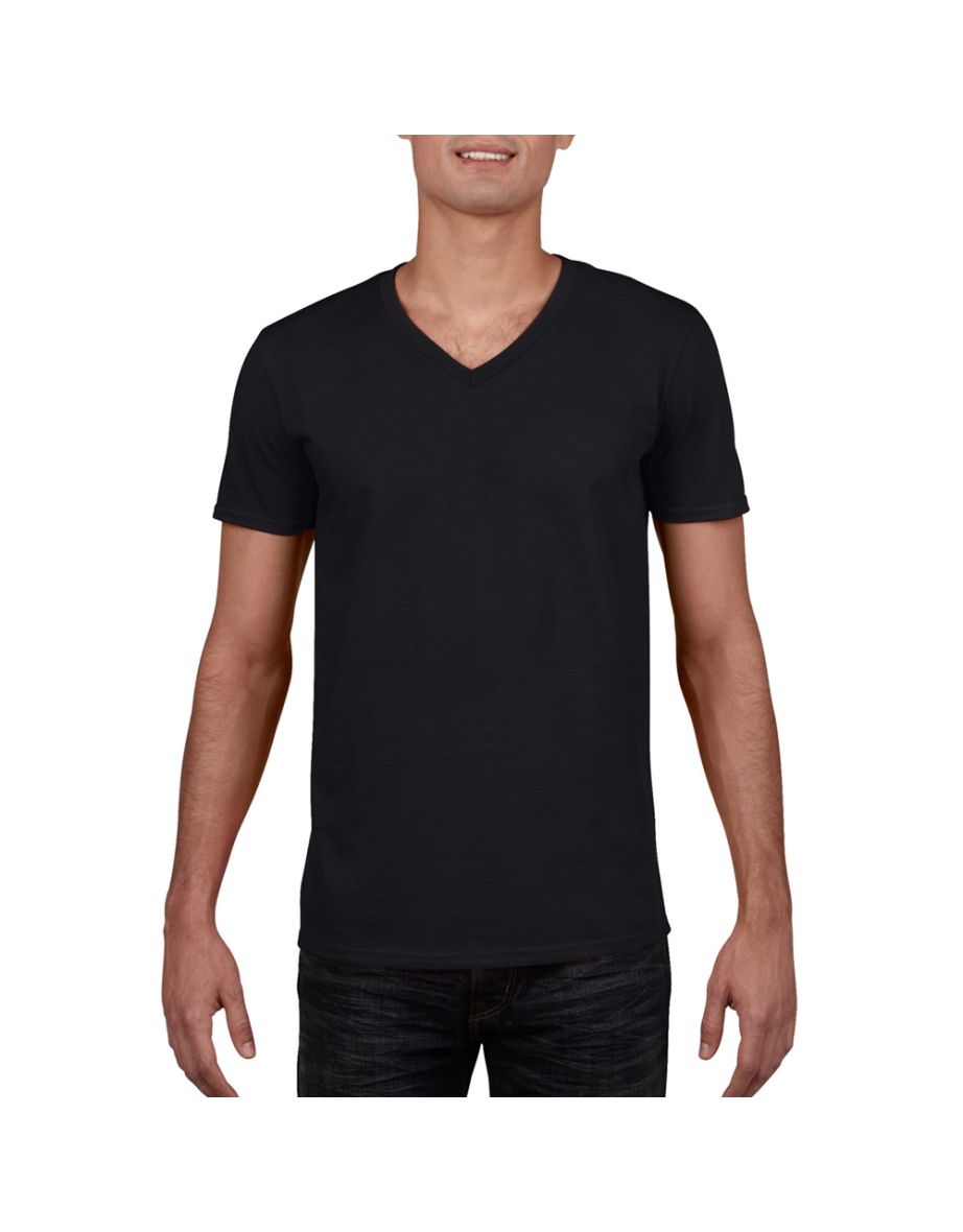 Gildan Mens Soft Style V-Neck Short Sleeve T-Shirt - Black - 3
