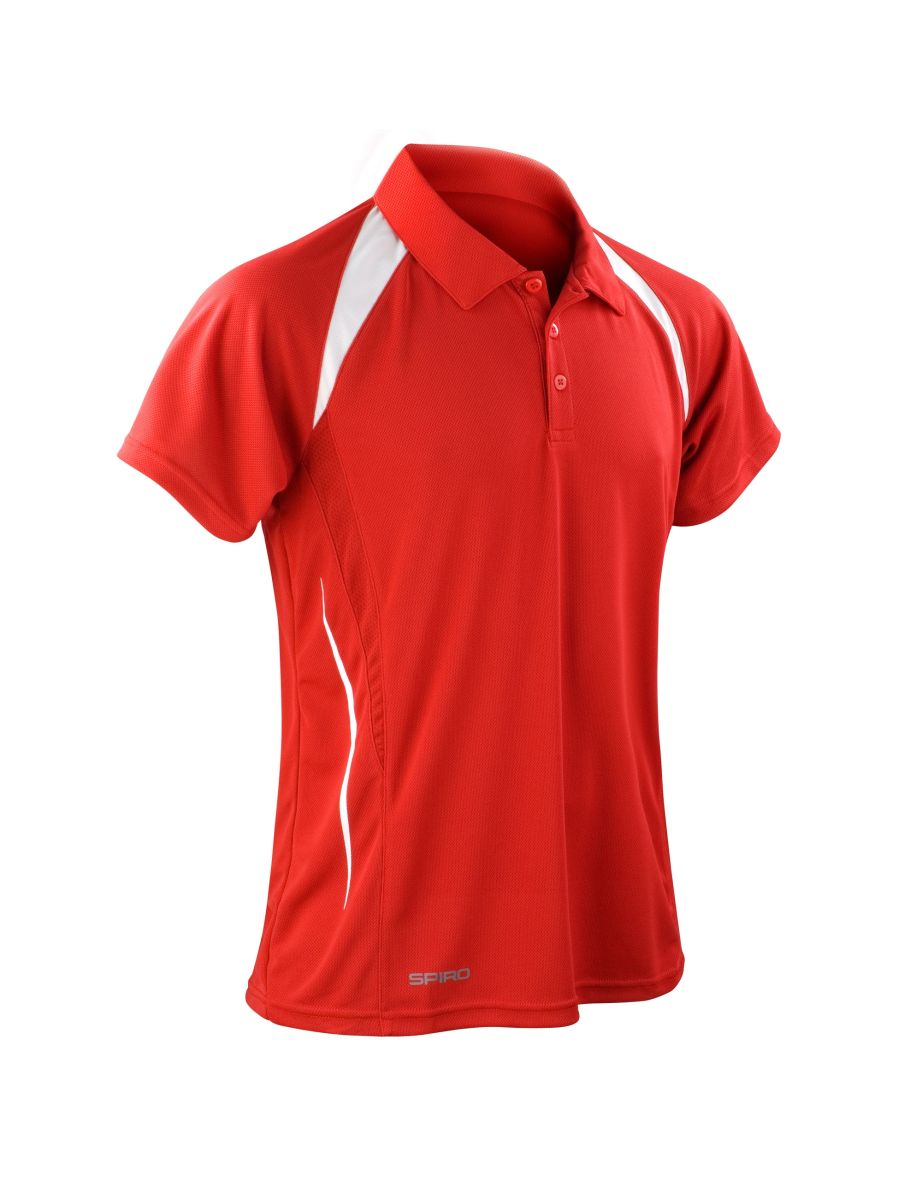 Spiro Mens Sports Team Spirit Performance Polo Shirt - Red/White