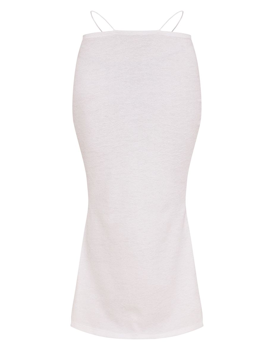 White Towelling Cut Out Waist Maxi Skirt - 4
