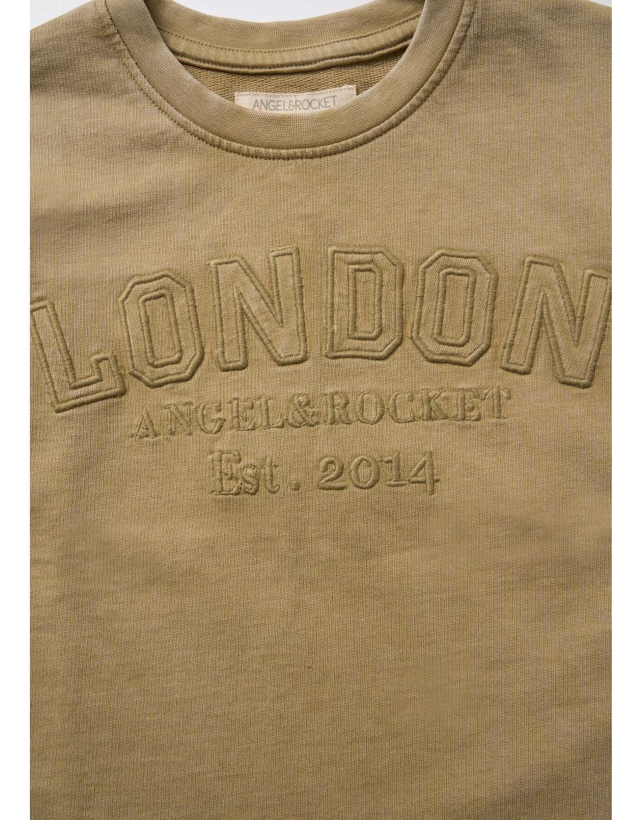 Chester Tan Embroidered Washed T Shirt - 6